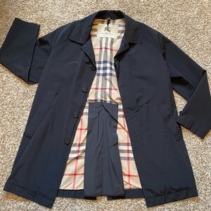 Burberry London Mens Black Short Trench Coat Jacket - Sz M - Authentic